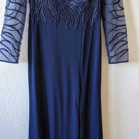 Basix black label navy embellished illusion gown - Picture 10 of 13
